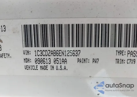 2014 Dodge Avenger Se z USA, uszkodzony, nr VIN 1C3CDZAB6EN125637